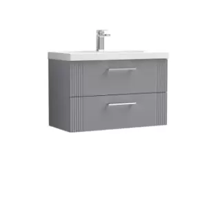 Nuie Deco 800mm Wall Hung 2 Drawer Vanity & Basin 3 - Satin Grey