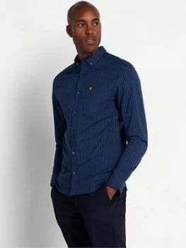 Lyle & Scott Slim Fit Gingham Shirt - Navy , Dark Navy/Indigo, Size L, Men