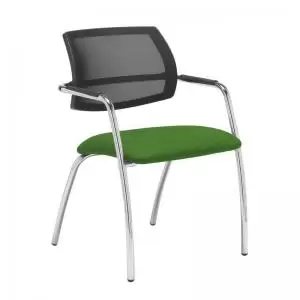 Tuba chrome 4 leg frame conference chair with half mesh back - Lombok