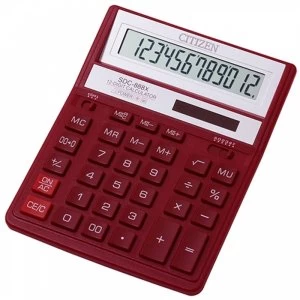 Citizen SDC888XRD Solar & Battery Power 12 Digit Calculator Red