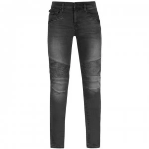 True Religion Zip Moto Jeans - Wash Black 1001