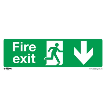 Safety Sign - Fire Exit (Down) - Rigid Plastic - Pack of 10