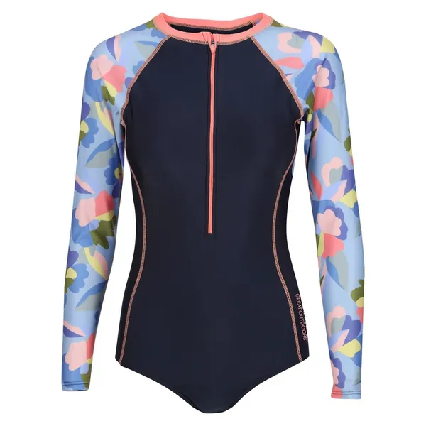 Regatta Womens Willowfield Full Sleeve Costume 12 - Bust 36' (92cm) Navy/Abstract Floral Print RWM037-P81-12