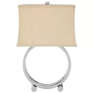 Premier Housewares Circlet Table Lamp with Metal Base & Natural Fabric Shade