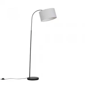 Curva Dark Grey Floor Lamp with Large Cool Grey Reni Shade