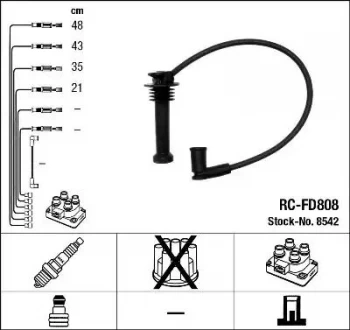 NGK RC-FD808 Ignition Lead Set NTK Inductive Resistor 4 Circuit