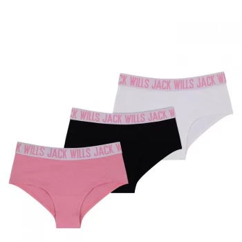 Jack Wills Girls Multipack Bikini Briefs 3 Pack - Pink/White/Blk