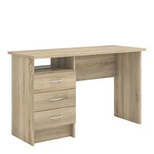 Matt oak effect 3 Drawer Desk (H)726mm (W)1201mm (D)481mm