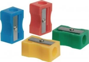 Q-Connect Plastic Pencil Sharpener Single Hole Assorted (Pack of 10) K