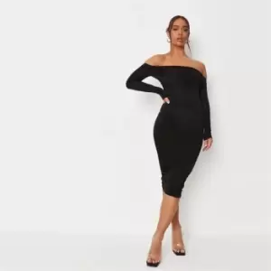 Missguided Bardot Slinky Dress - Black