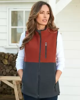 Cotton Traders Rambler Panelled Fleece Gilet in Brown