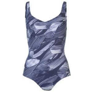 Speedo Marl Racer Swimsuit Ladies - Navy/Grey