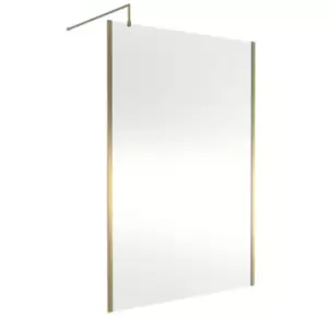 Hudson Reed 1400mm Outer Framed Wetroom Screen With Support Bar - Brushed Brass