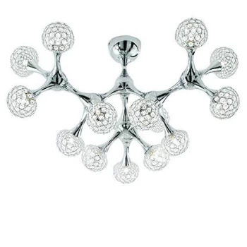 Nodi Crystal 15 Light Large Ceiling Flush Light Chrome