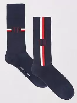 Tommy Hilfiger Iconic Stripe 2 Pack Socks, Navy, Size 9-11, Men