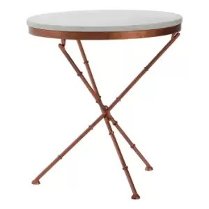 Cross Leg Side Table with White Marble Top