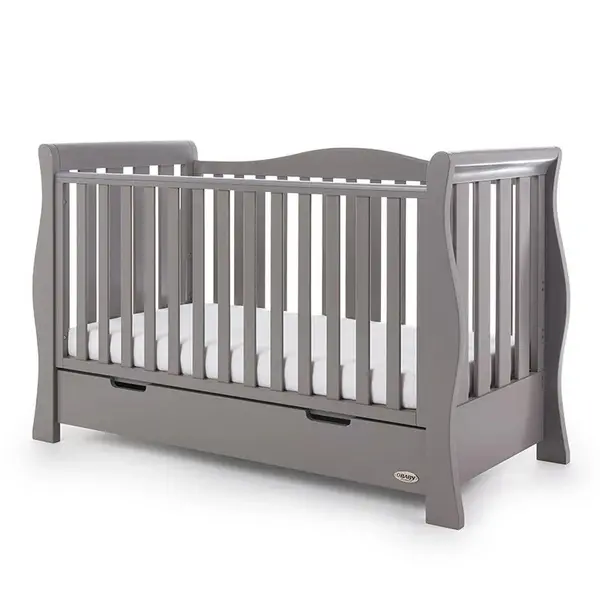 Obaby Stamford Sleigh Luxe Cot Bed - Taupe Grey