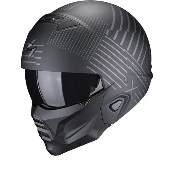 Scorpion Exo-Combat II Miles Matt Black-Silver Jet Helmet XS