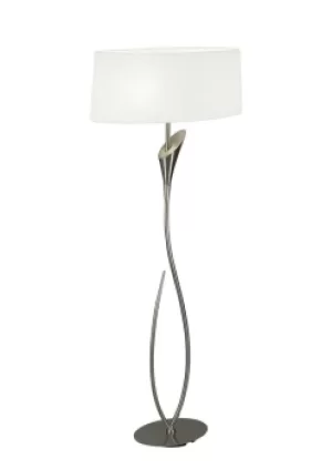 Lua Floor Lamp 2 Light E27, Satin Nickel with White Shade