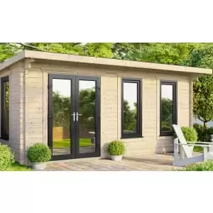 Power Sheds 18 x 12ft Left Hand Door Pent Notched Logs Log Cabin