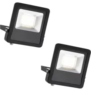 2 PACK Outdoor IP65 LED Floodlight - 50W Cool White LED - Angled Wall Bracket