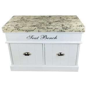 White Seat Bench With 2 Drawers & Lid 70cm