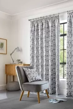 Skandi Geometric Jacquard Fully Lined Taped Curtains