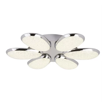 Searchlight Lori - Integrated LED Flush Multi Arm Ceiling Light Chrome, White