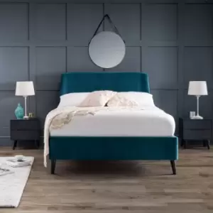 Olivia's Curved Velvet Kingsize Ottoman Bed in Teal