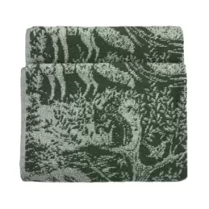 Winter Woods Animal Jacquard Hand Towel Emerald