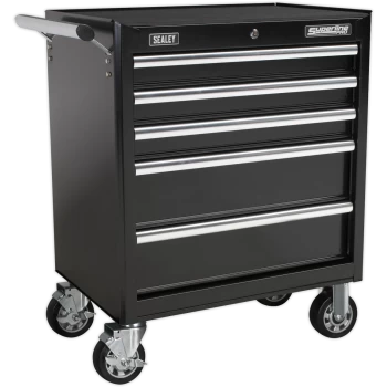 Sealey Superline Pro 5 Drawer Heavy Duty Roller Cabinet Black