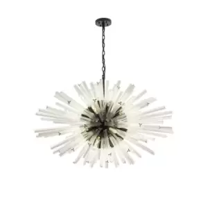 Hornby 32 Light E27, Oval Ceiling Pendant Matt Black, Clear Glass