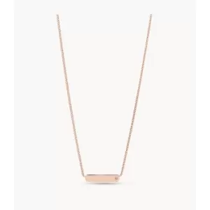 Fossil Womens Lane Rose Gold-Tone Stainless Steel Bar Chain Necklace - Rose Gold