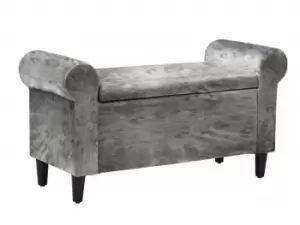 LPD Highgrove Silver Crushed Velvet Glitz Upholstered Ottoman Storage Bench Flat Packed