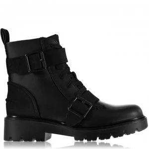 Ugg Lace Up Biker Boots - Black