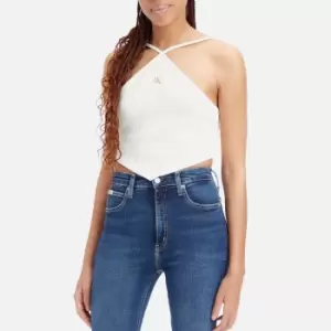 Calvin Klein Jeans Waffle Cotton-Blend Jersey Halter Top - S