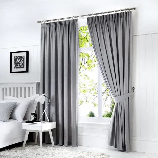 Fusion Fusion - Dijon Blackout Pencil Pleat Lined Curtains, Silver, 46 x 54" DJNSV46540LZU