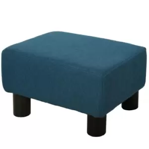 Homcom Chic Linen Fabric Footstool Ottoman Cube With 4 Plastic Legs Blue