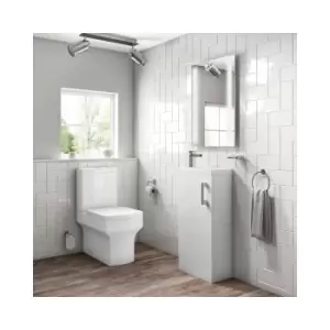 White Gloss Vanity Unit with Basin White and Close Coupled Cloakroom Suite - Ashford