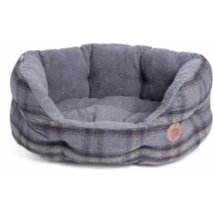 Grey Tweed Oval Dog Bed Small