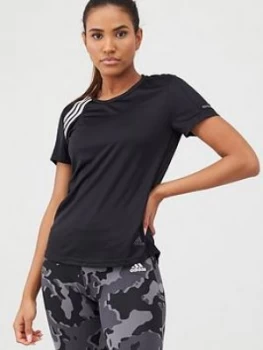 adidas Run It 3S Tee - Black, Size 2Xs, Women