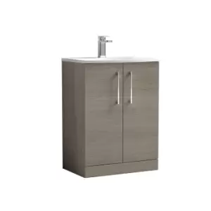 Nuie Arno 600mm Floor Standing 2 Door Vanity & Basin 4 Solace Oak