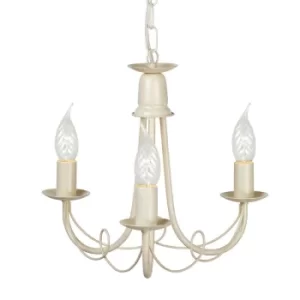 Minster Chandelier 3 Light Ivory, Gold Finish, E14