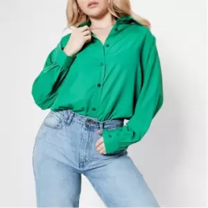 I Saw It First Balloon Sleeve Woven Shirt - Green