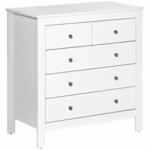 HOMCOM Modern 5 Drawer Chest Of Drawers With Metal Handles White