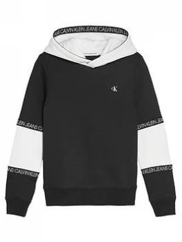 Calvin Klein Jeans Boys Colour Block Tape Hoodie - Black, Size 14 Years