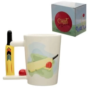 Cricket Bat and Ball Ceramic Shaped Handle Mug