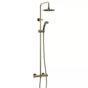 Aquarius - Harik 2 Round Adjustable Thermostatic Shower & Kit Brushed Brass - Brushed Brass