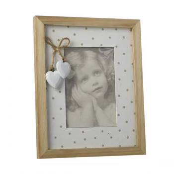 Wood And White Spotty Frame With Hearts By Heaven Sends