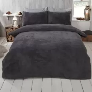 Charcoal Teddy Duvet Set - Double